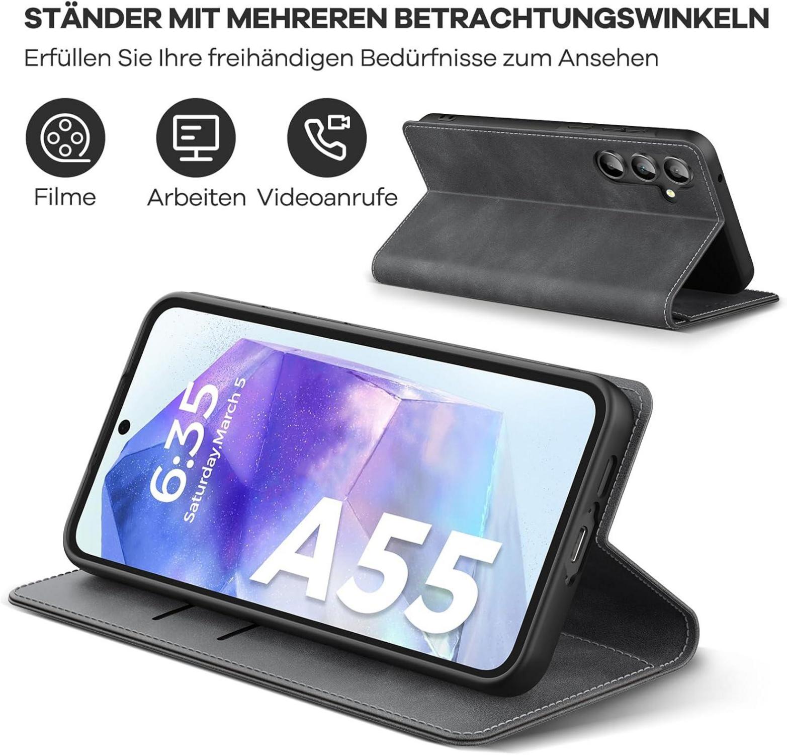 Handyhülle für Samsung Galaxy A55 5G - RFID Schutz - Kartenfach - Standfunktion