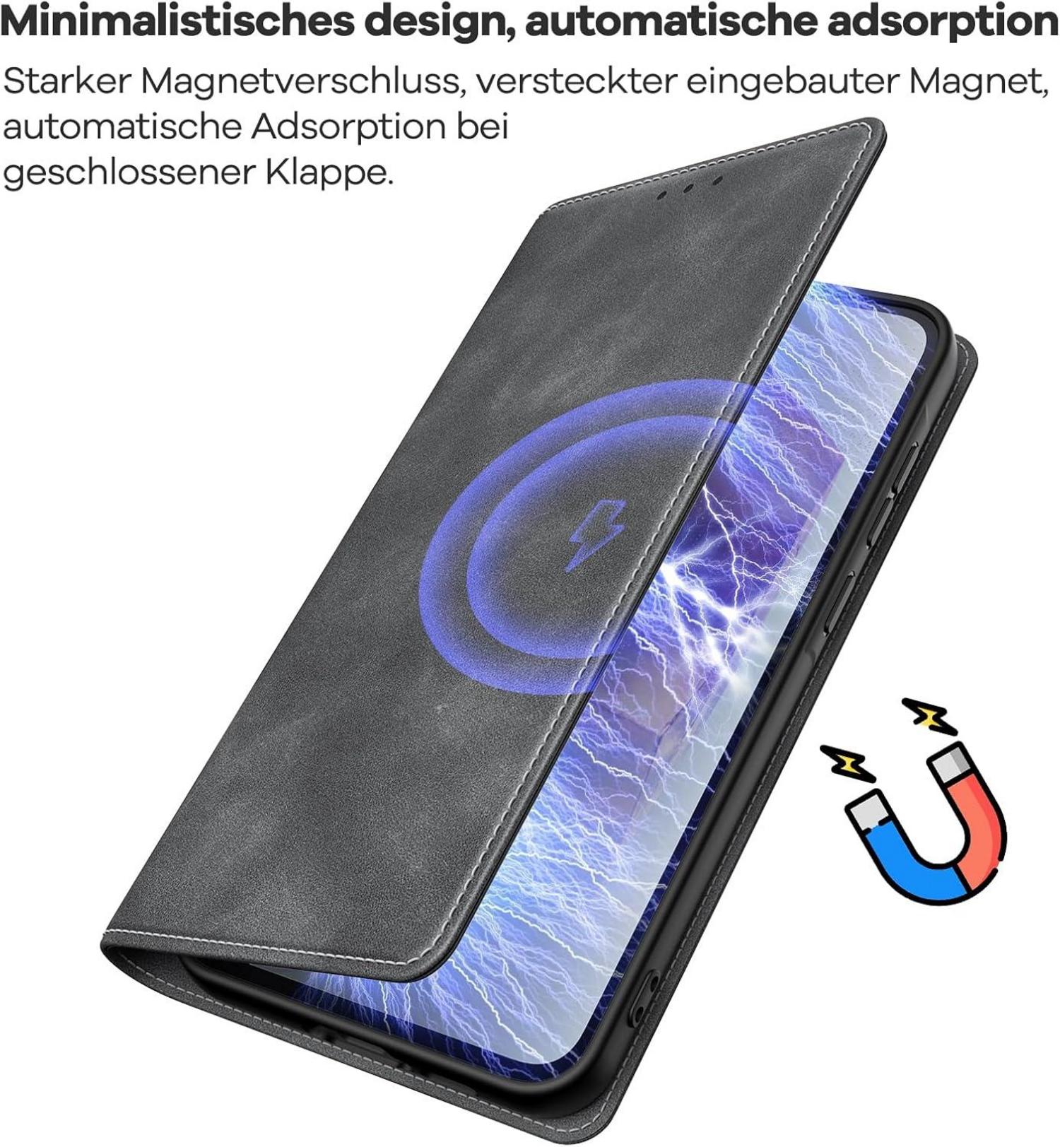 Samsung Galaxy A55 5G Handyhülle RFID Leder Klapphülle Grau