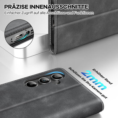 Handyhülle Samsung Galaxy A55 5G Leder Grau RFID Schutz Standfunktion
