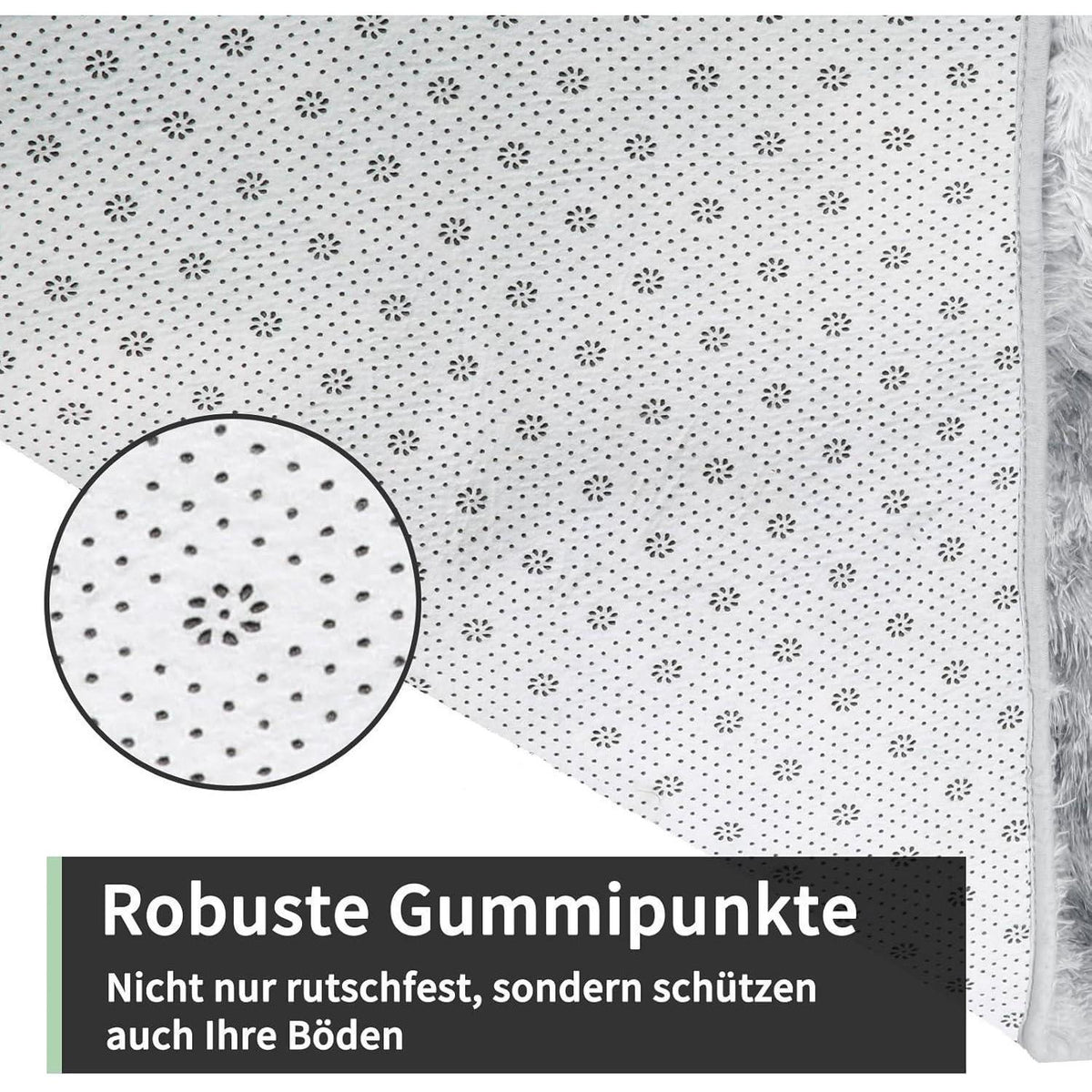 Grauer Hochflor Teppich 275x370 cm – Flauschiger Wohnzimmerteppich