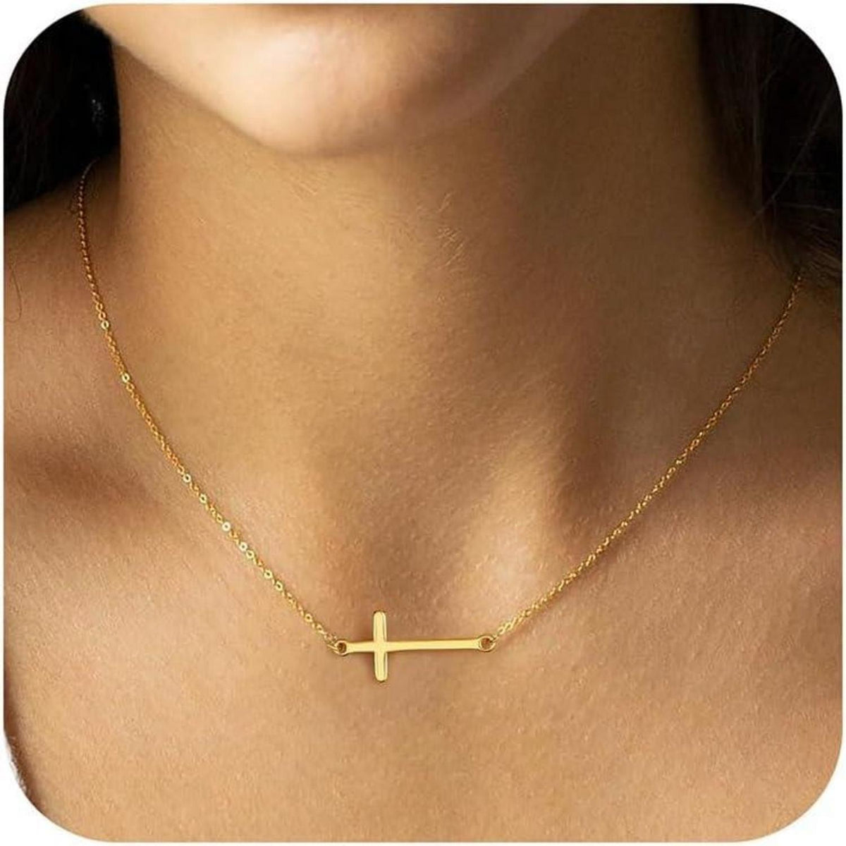 Gold Kreuz Kette 14K Vergoldet Layered Choker Halskette Mode Geschenk