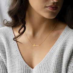TINGN Kreuz Kette Goldkette Damen - Layered 14K Gold