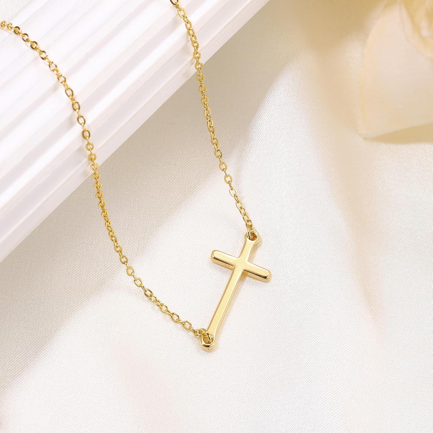 Kreuz Kette Damen Gold 14K Vergoldet Layered Halskette Choker