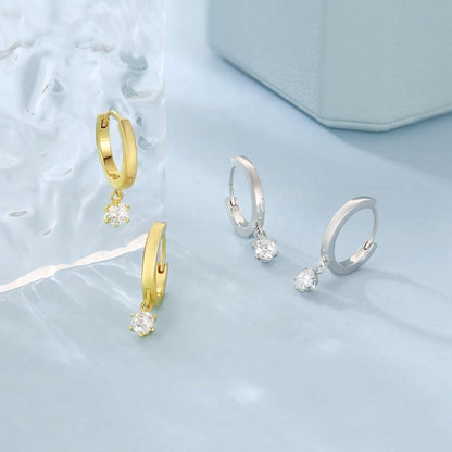 Silber 925 Creolen Damen Ohrringe mit Moissanite Stein 4mm Gold