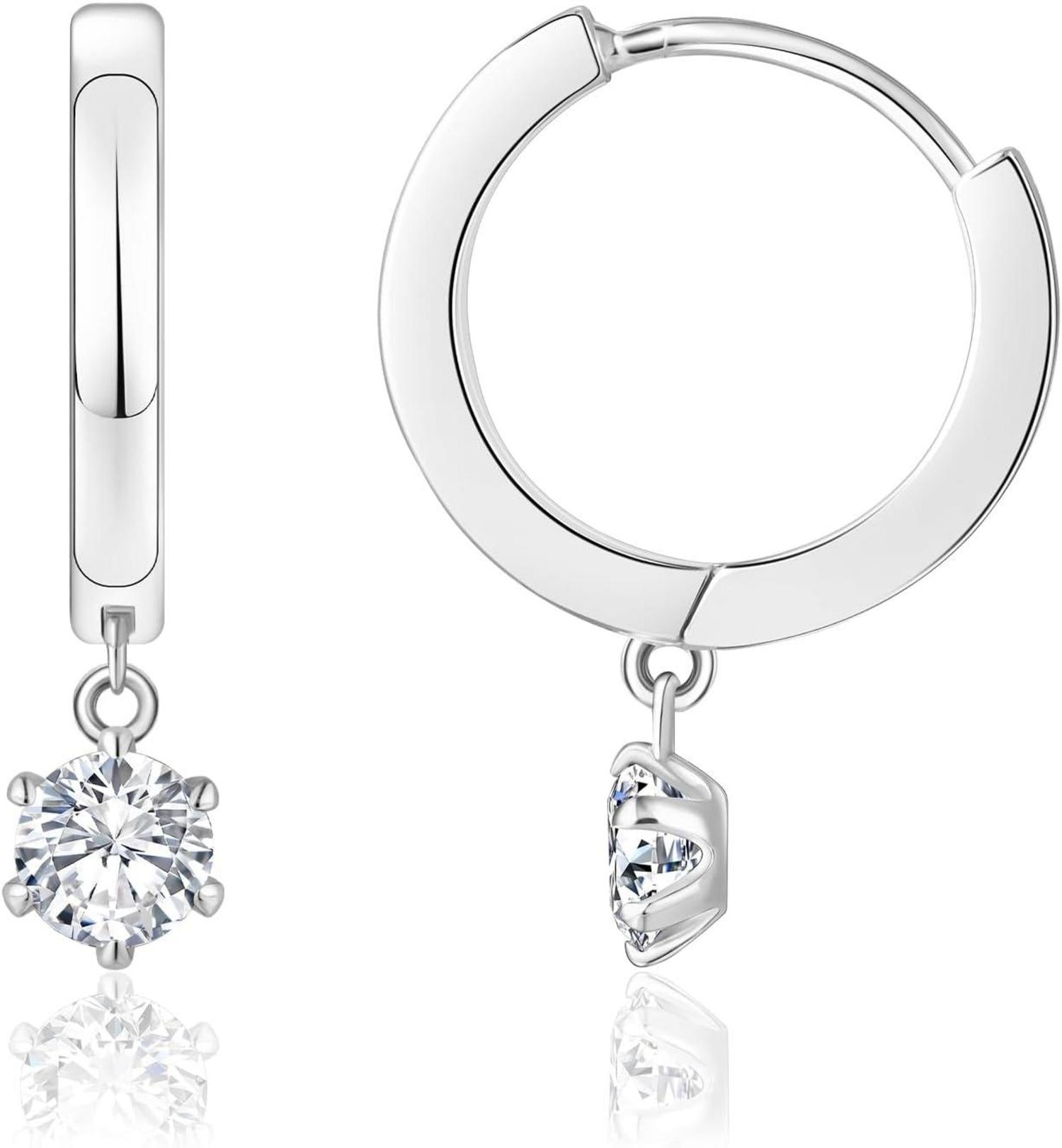 Silber Creolen Ohrringe mit Moissanite Zirkonia 4mm