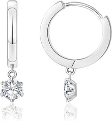 Silber Creolen Ohrringe mit Moissanite Zirkonia 4mm
