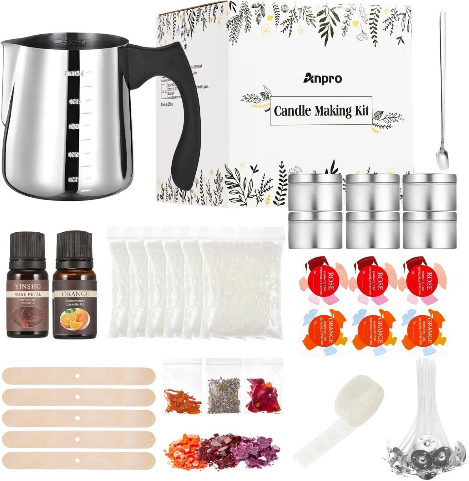 DIY Kerzenherstellungsset Sojawachs Dosen Farbstoffe Blumen Öle