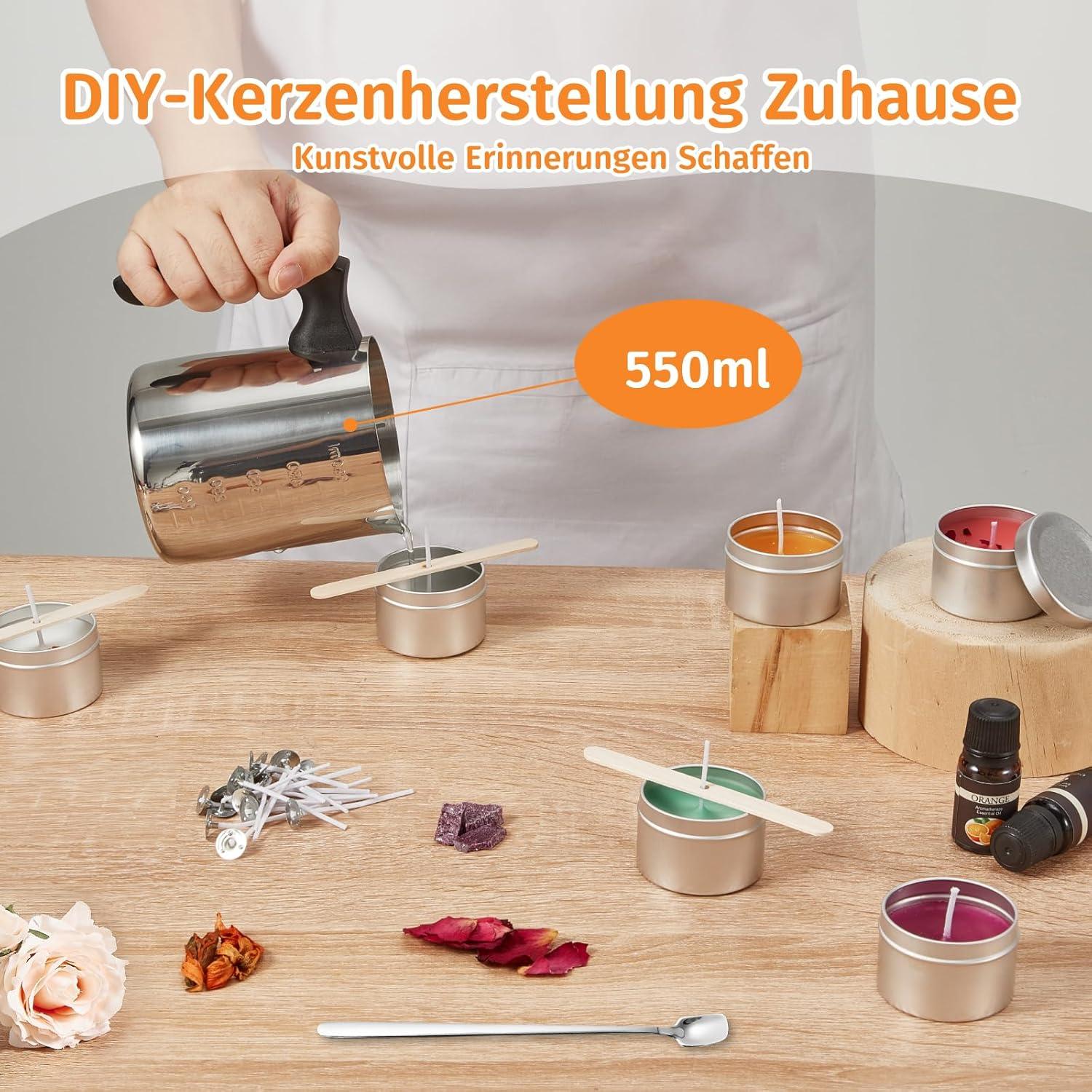Kerzenherstellung Set Sojawachs,Dochten,Dosen,Blumen,&ätherische Öle
