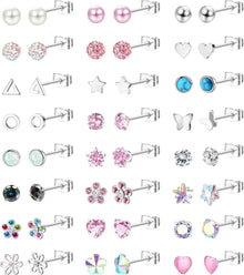 24 Paar Hypoallergene Ohrringe Zirkonia Opal Set