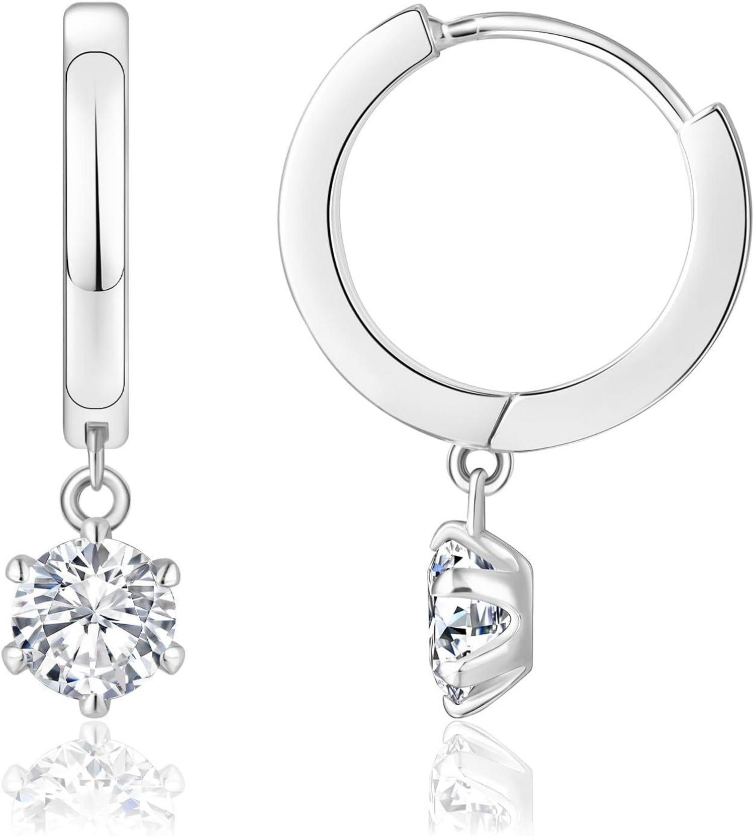 Creolen Silber 925 Damen Ohrhänger Moissanite Zirkonia 5 mm
