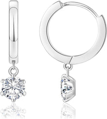 Creolen Silber 925 Damen Ohrhänger Moissanite Zirkonia 5 mm