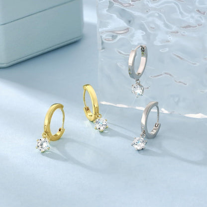 Damen Kreolen Ohrringe 925 Silber Moissanite Stein 5mm Huggies Schleife Design