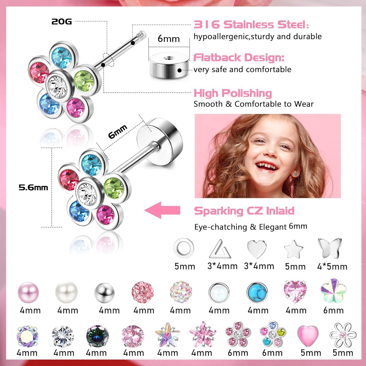 24 Paar Hypoallergene Chirurgenstahl Ohrringe Set für Damen
