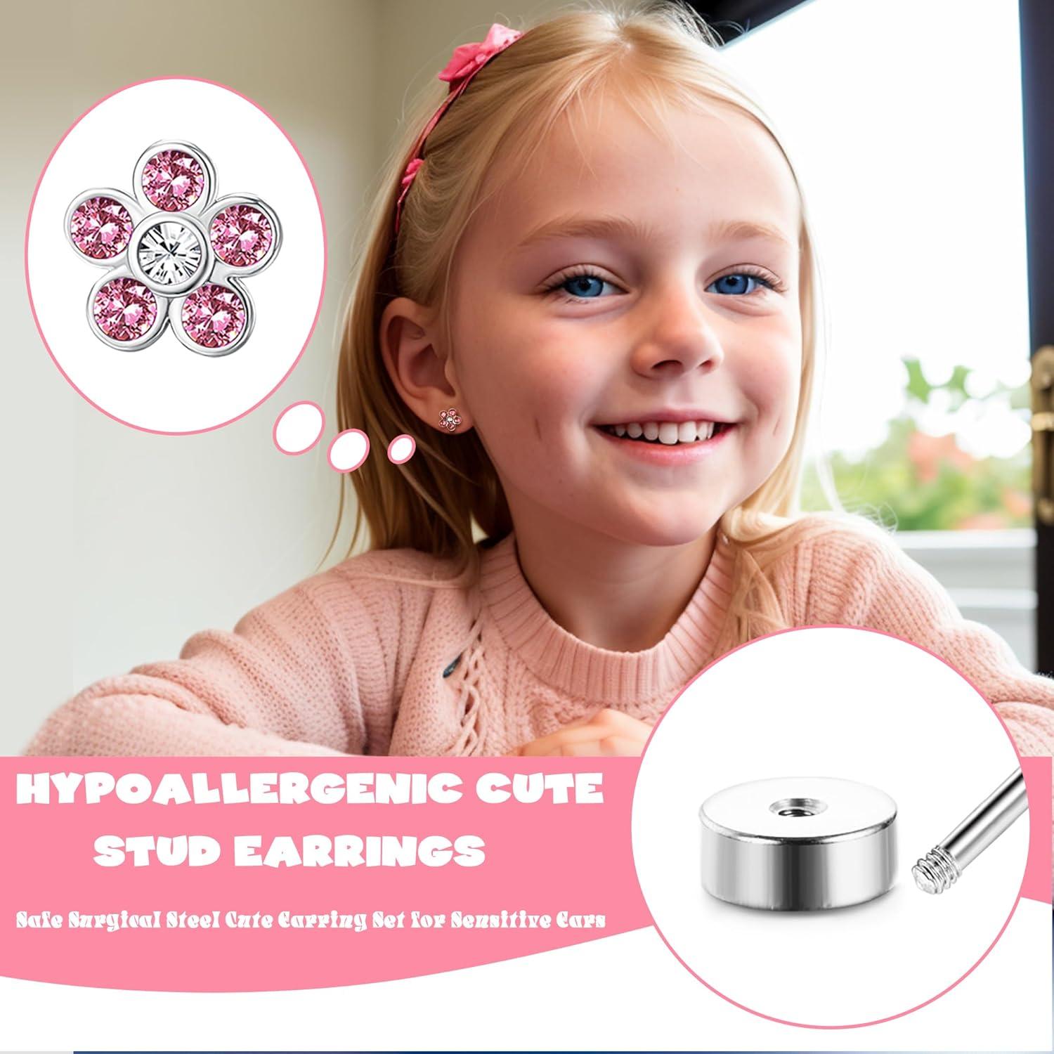 JeweBella 24 Paar Ohrringe Chirurgenstahl Set Mädchen Damen Zirkonia Opal Silber
