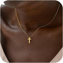 Goldene 14K Kreuzkette Layered Choker Halskette für Damen