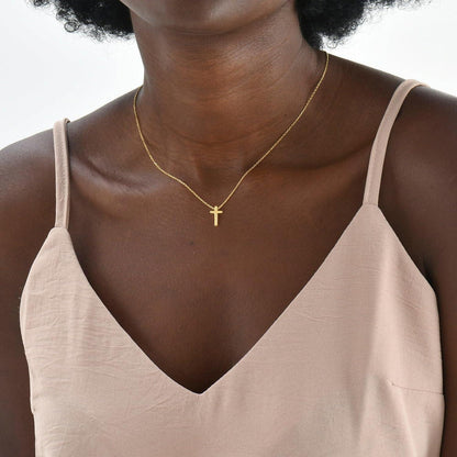 Goldene 14K Kreuzkette Layered Choker Halskette für Damen