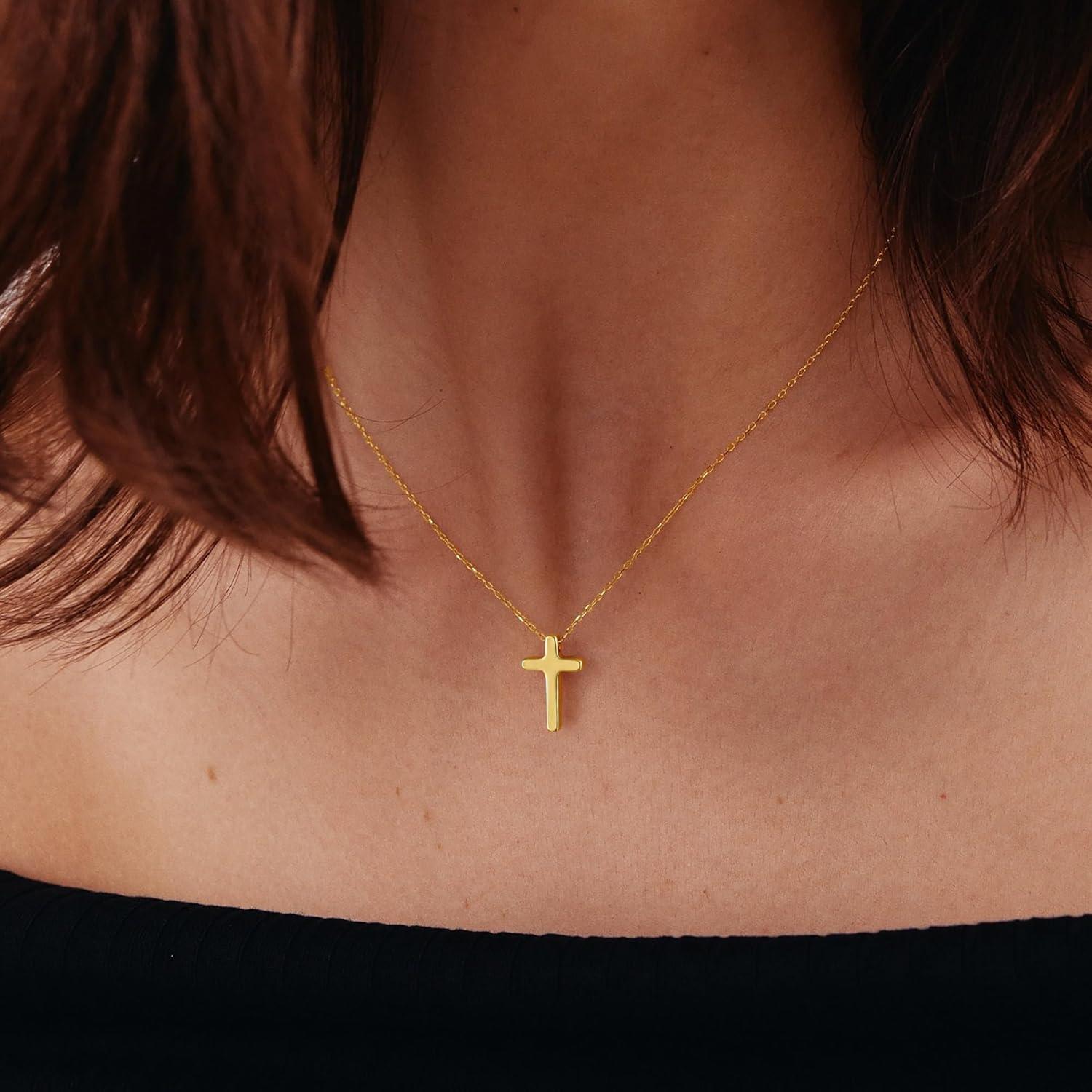 Kreuz Kette Damen 14K Gold Vergoldet Layered Choker Halskette Gold Modeschmuck