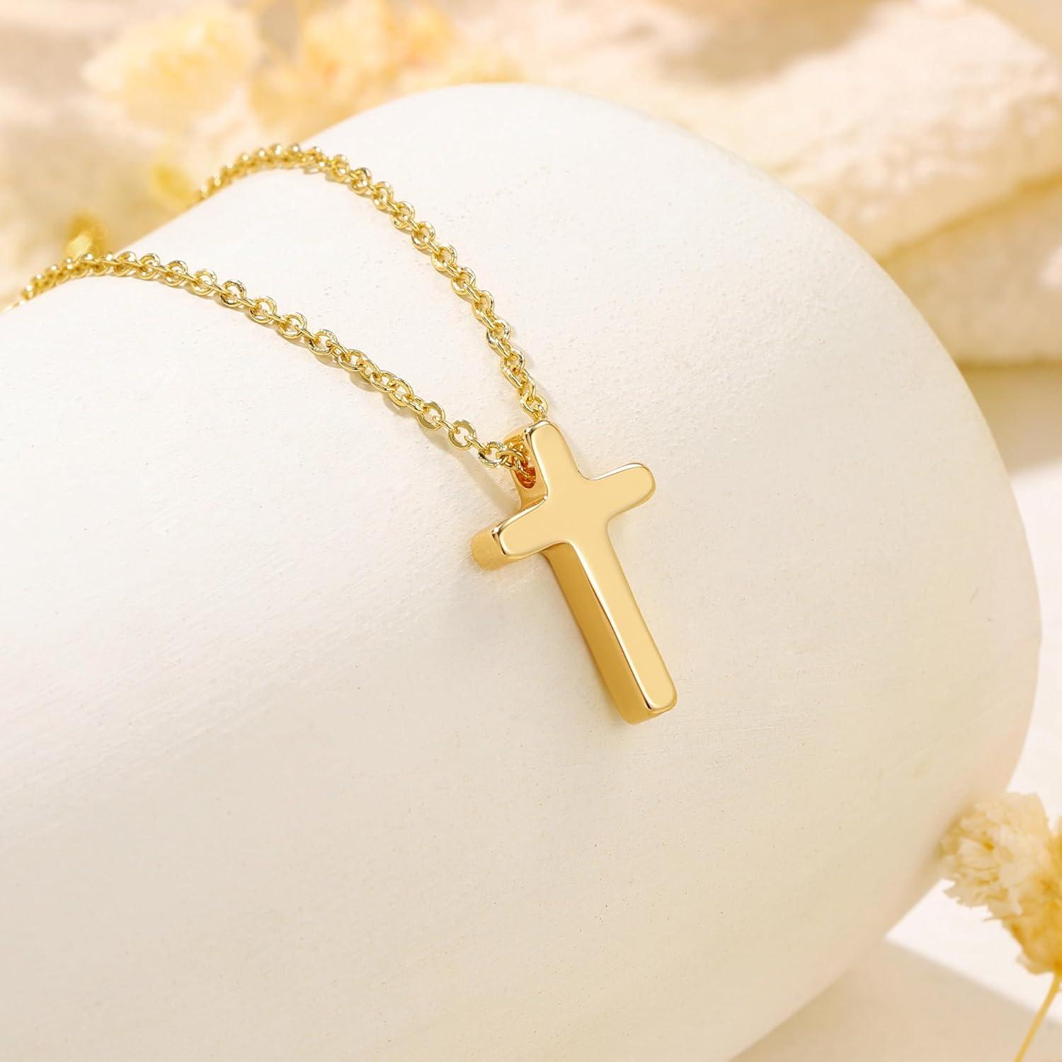 Kreuz Kette Damen 14K Gold Vergoldet Layered Choker Halskette Gold Modeschmuck