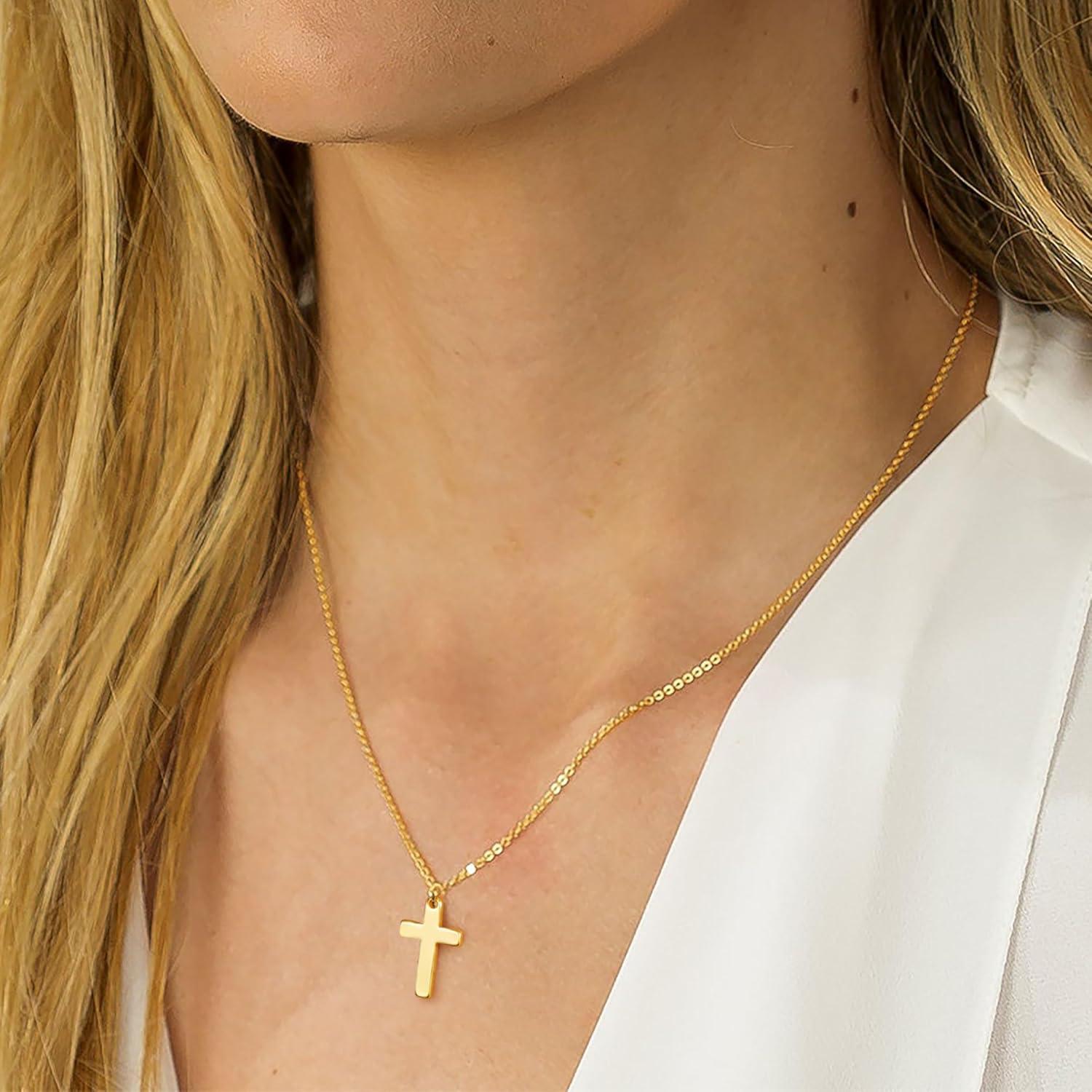14K Gold Vergoldete Kreuz Kette Damen Layered Halskette
