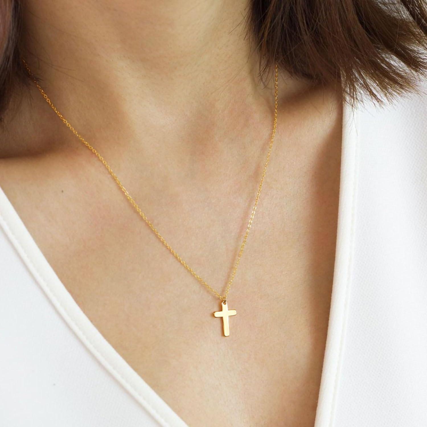 TINGN Gold Kreuz Kette Halskette Damen - Layered Choker 14K Vergoldet