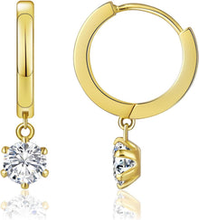 Creolen Silber 925 mit Moissanite/Zirkonia 5mm Gold