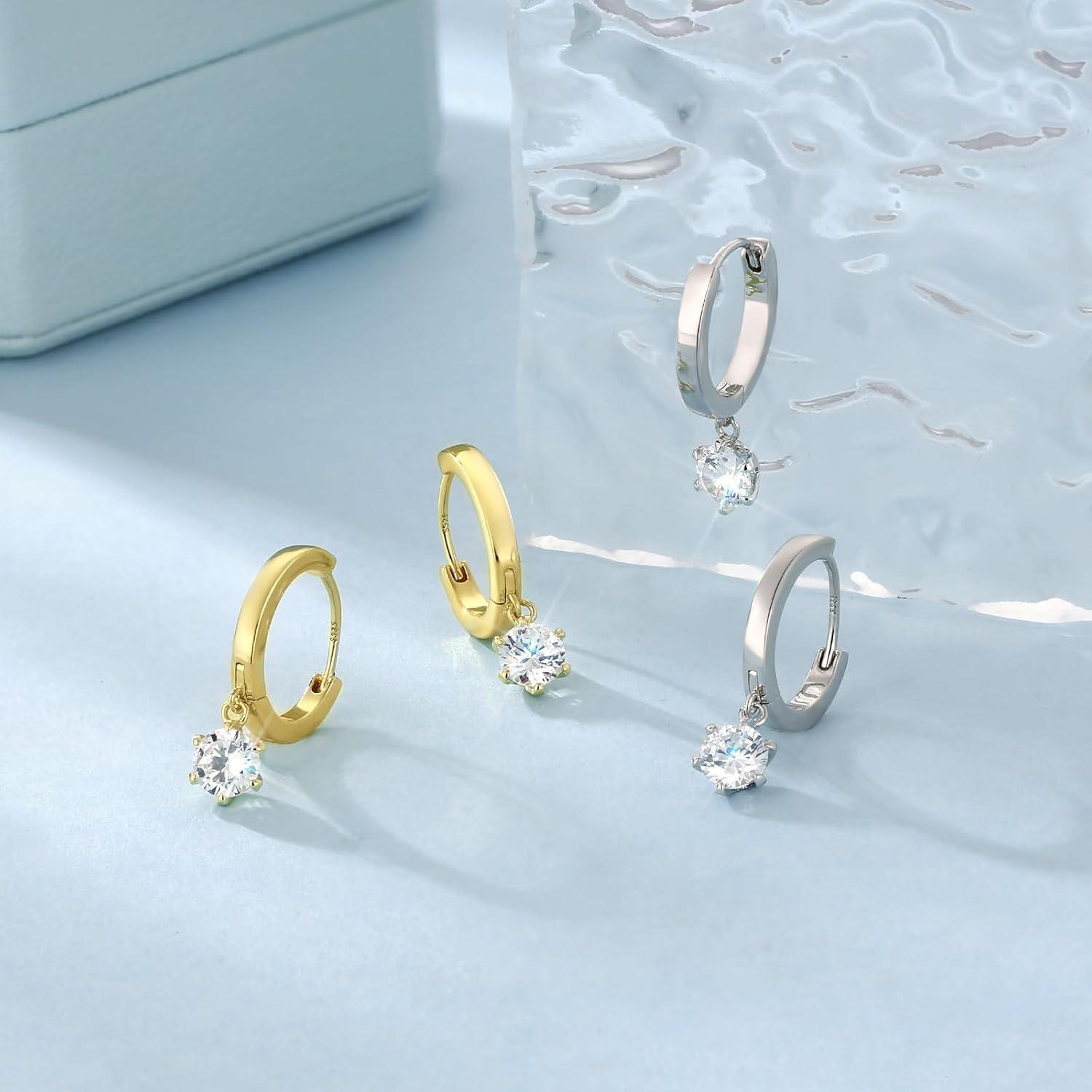 Echtgold Creolen Ohrringe Zirkonia Silber 925 Damen Schleifen Design