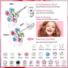 24 Paar Damen Ohrringe Chirurgenstahl Zirkonia Blume Opal
