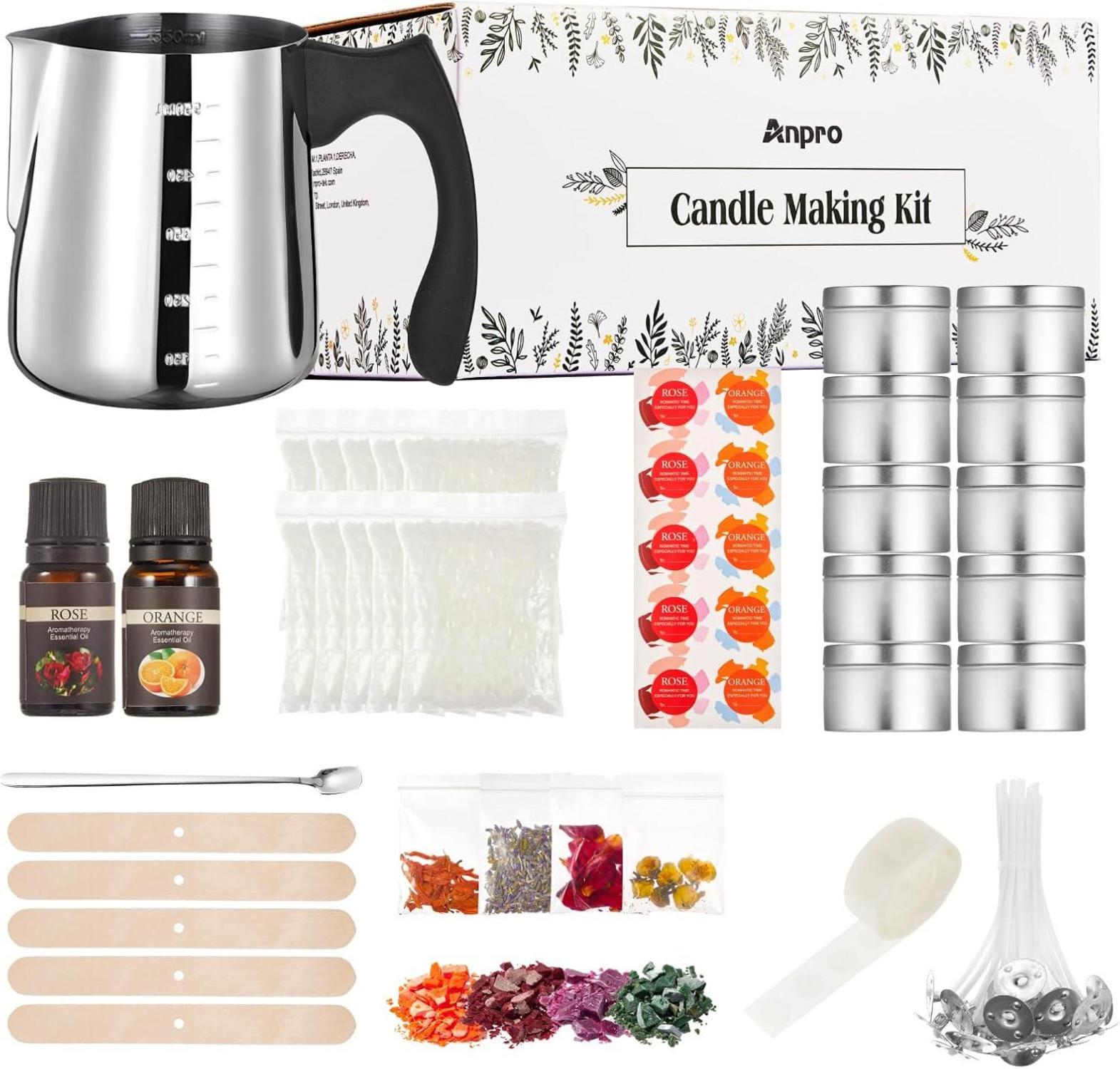 DIY Kerzenherstellung Set Sojawachs Dosen Farbstoffe Blumen Öle