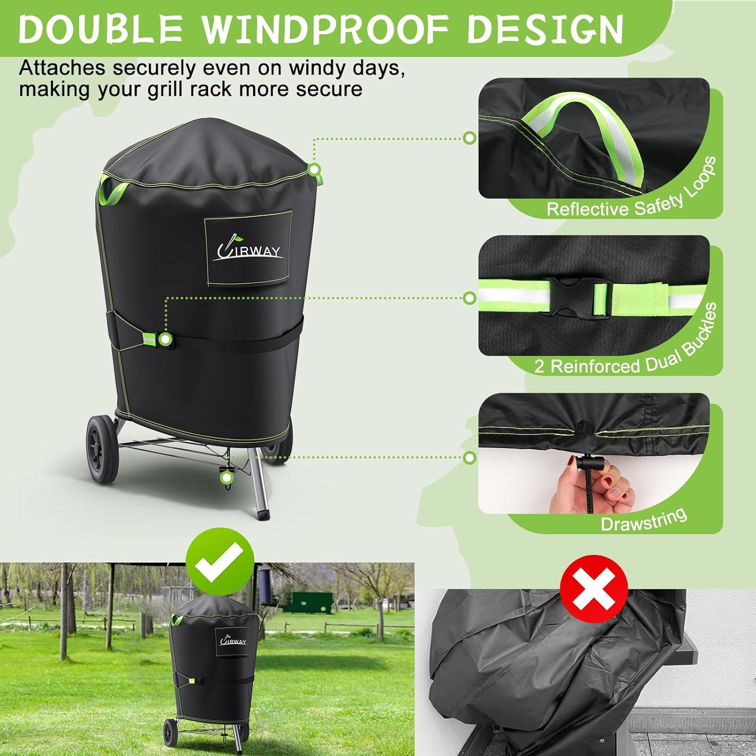 Wetterfeste Grillabdeckung für Gasgrill φ77*90cm, Schwarz