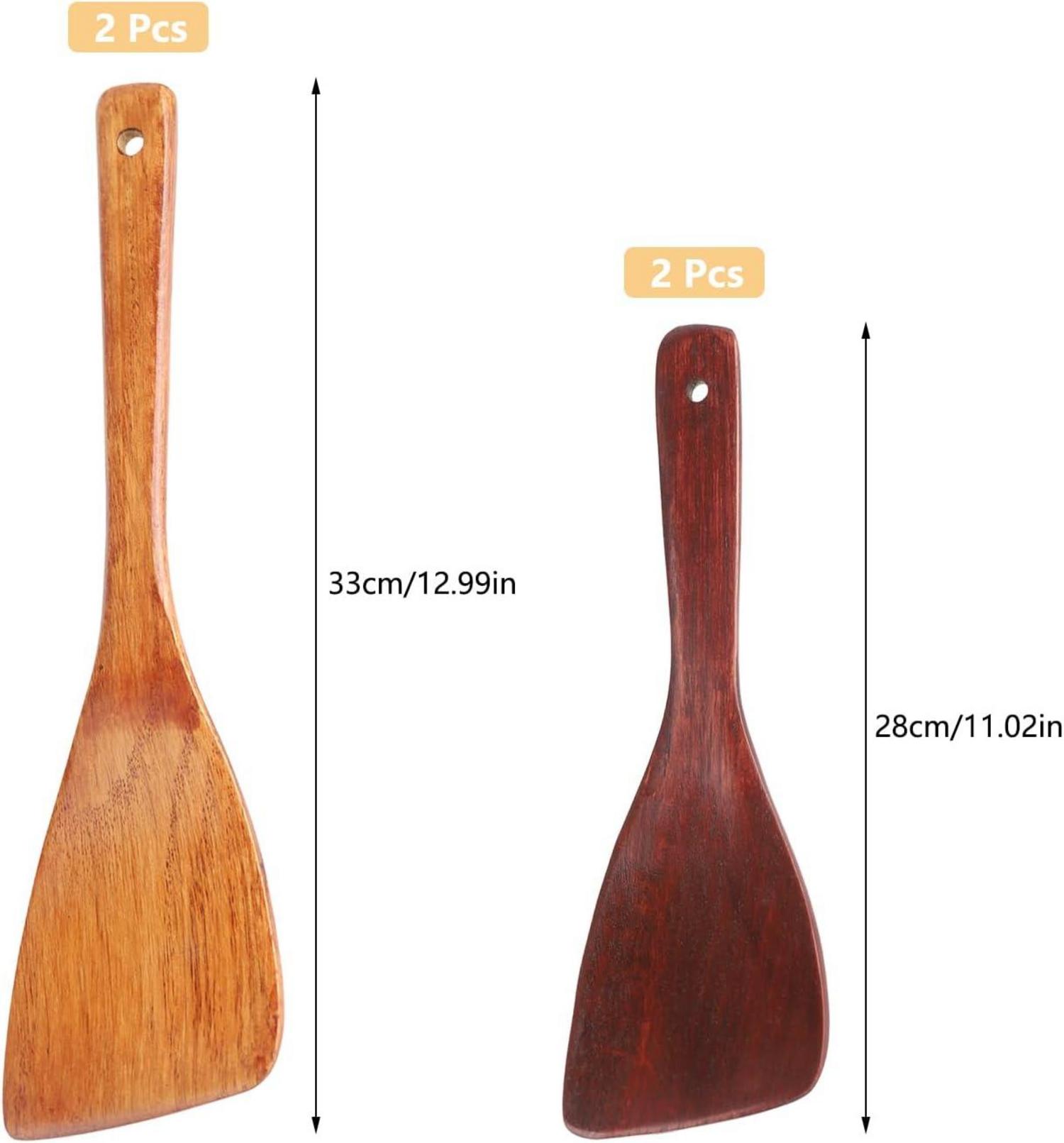 Demarsen Holz Pfannenwender Set 4-teilig Langem Griff 33