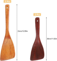 Demarsen Holz Pfannenwender Set 4-teilig Langem Griff 33