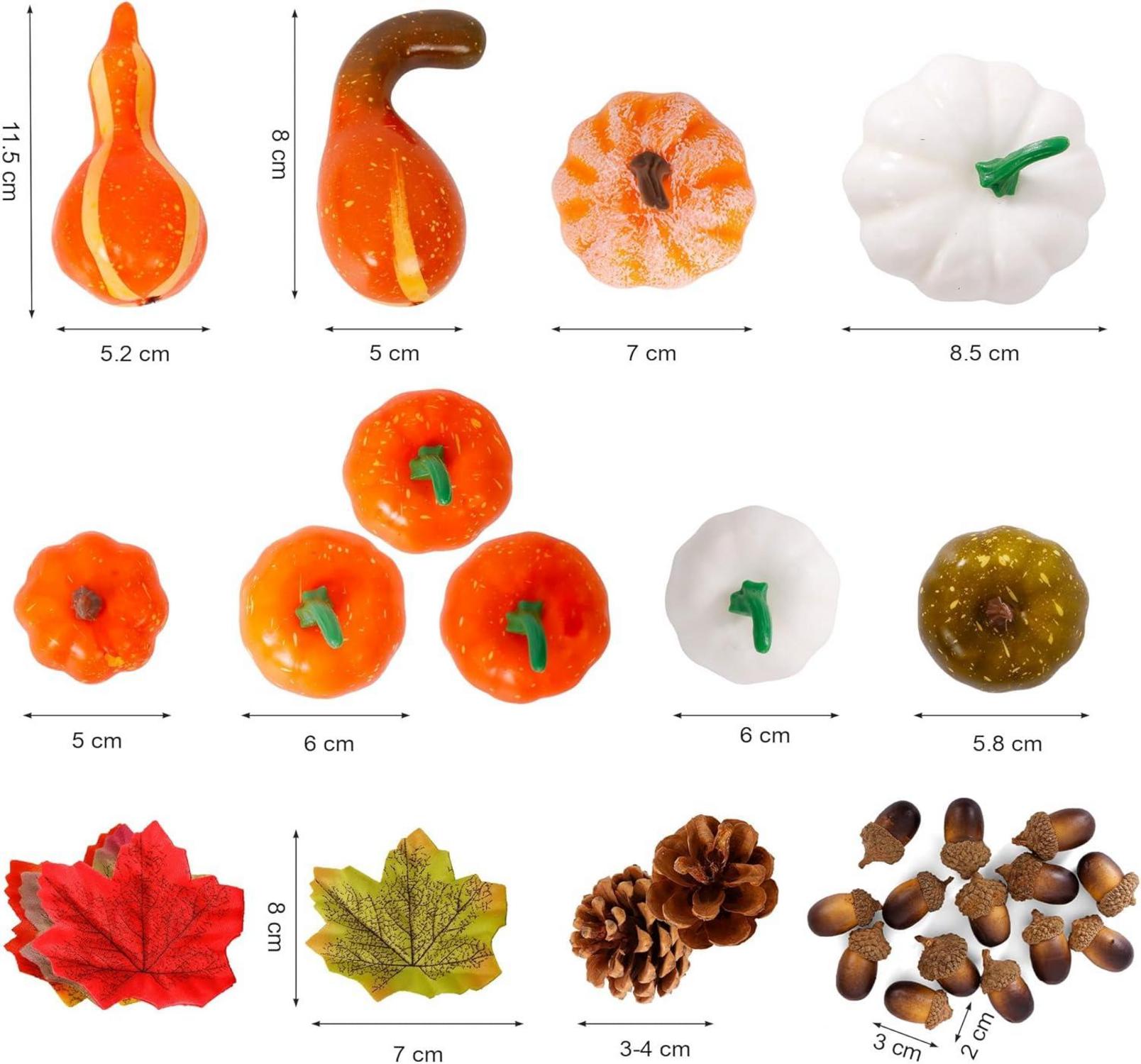 Herbstdeko Set mit Kürbissen, Eicheln, Tannenzapfen