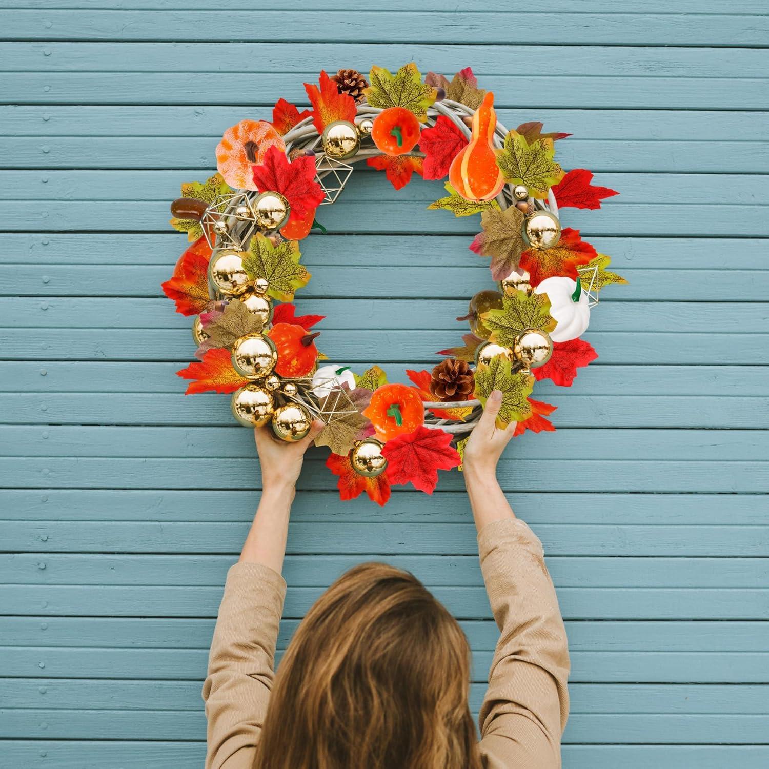Herbstdeko Set Kürbisse Eicheln Tannenzapfen Ahornblätter