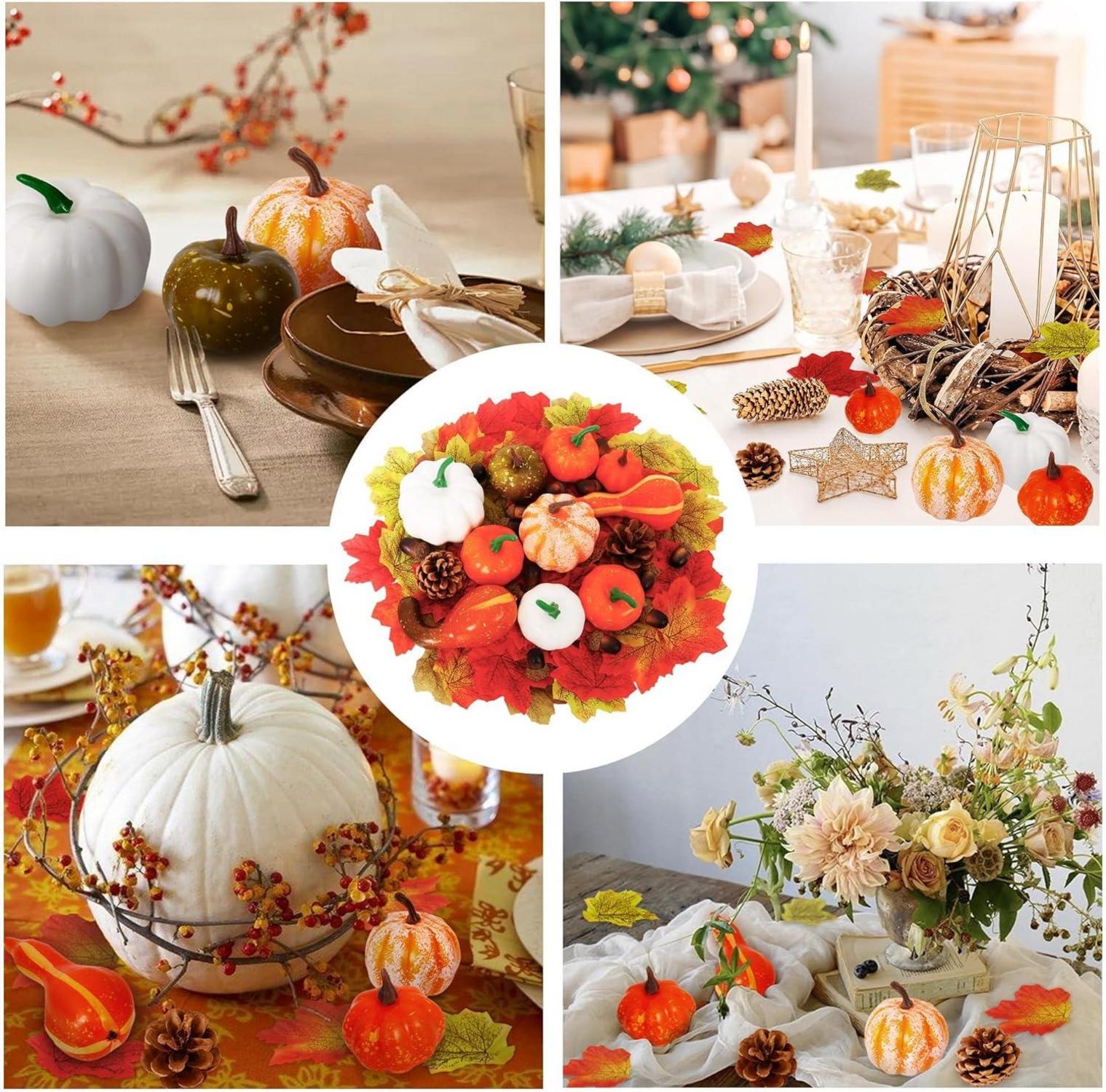 Herbstdeko Set Kürbisse Eicheln Tannenzapfen Ahornblätter