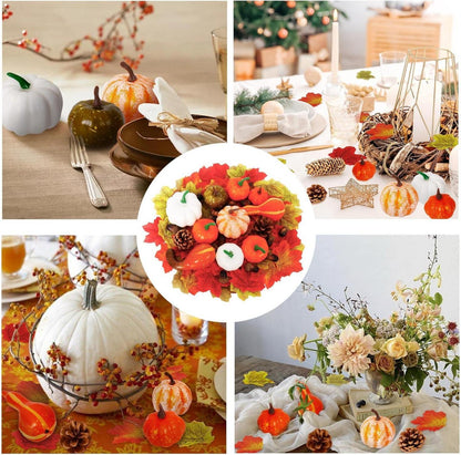 Herbstdeko Set Kürbisse Eicheln Tannenzapfen Ahornblätter