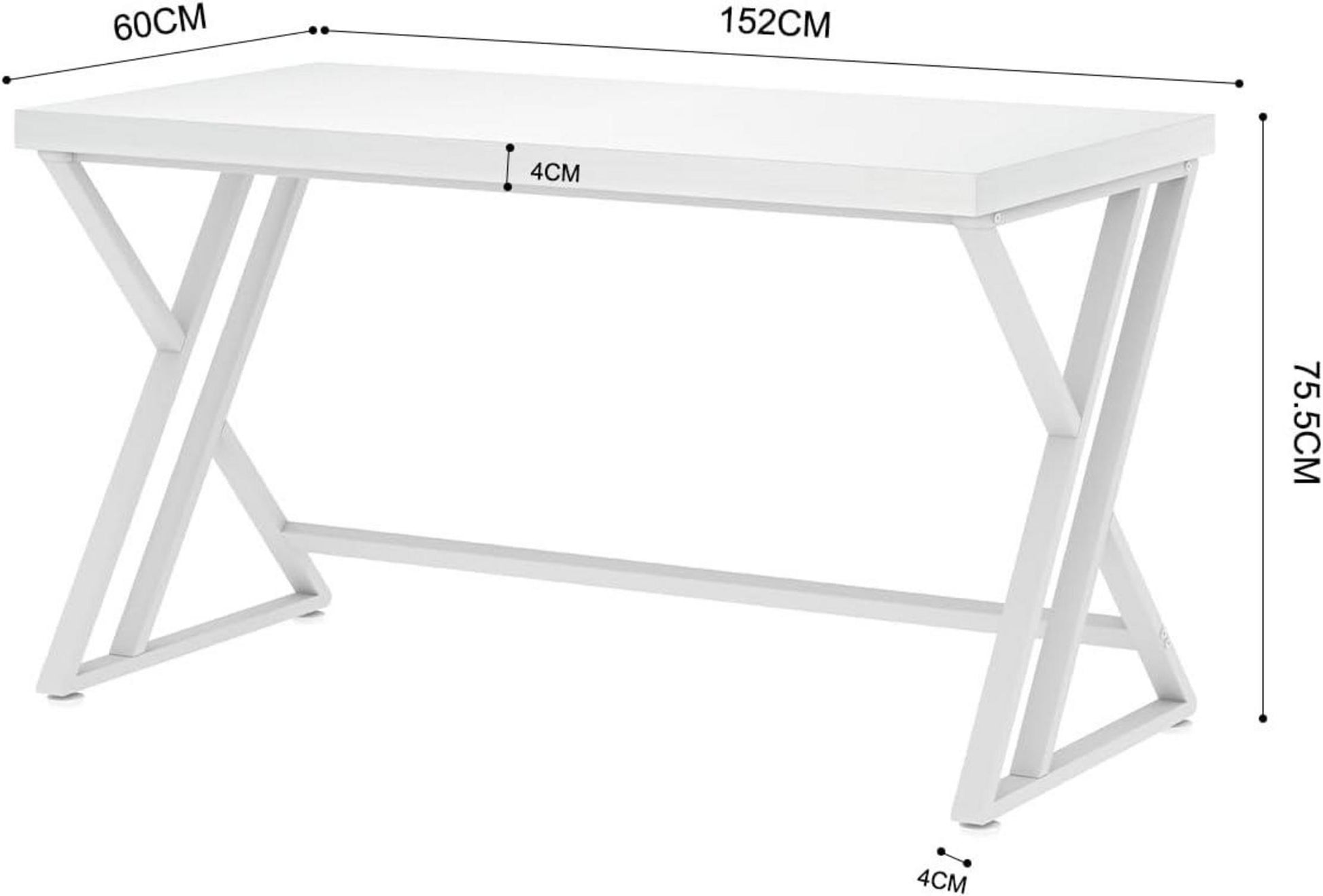 Moderner Mudmasa Computertisch 152x60x75.5 cm Weiß & Holz