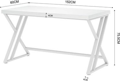 Moderner Mudmasa Computertisch 152x60x75.5 cm Weiß & Holz