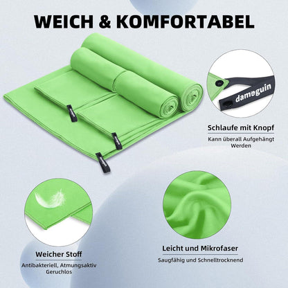3er-Set Mikrofaser Fitness Handtuch Sporthandtuch Strandtuch 180x80cm 2x 80x40cm