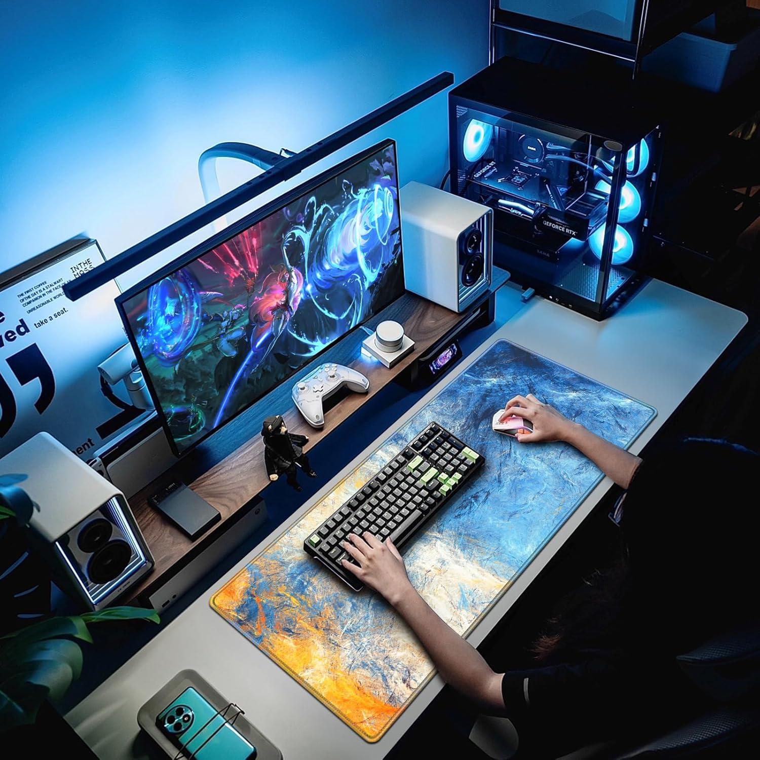 Gaming Mauspad XXL 900x400 mm Vernähte Kanten Wasserdicht Anti-Rutsch