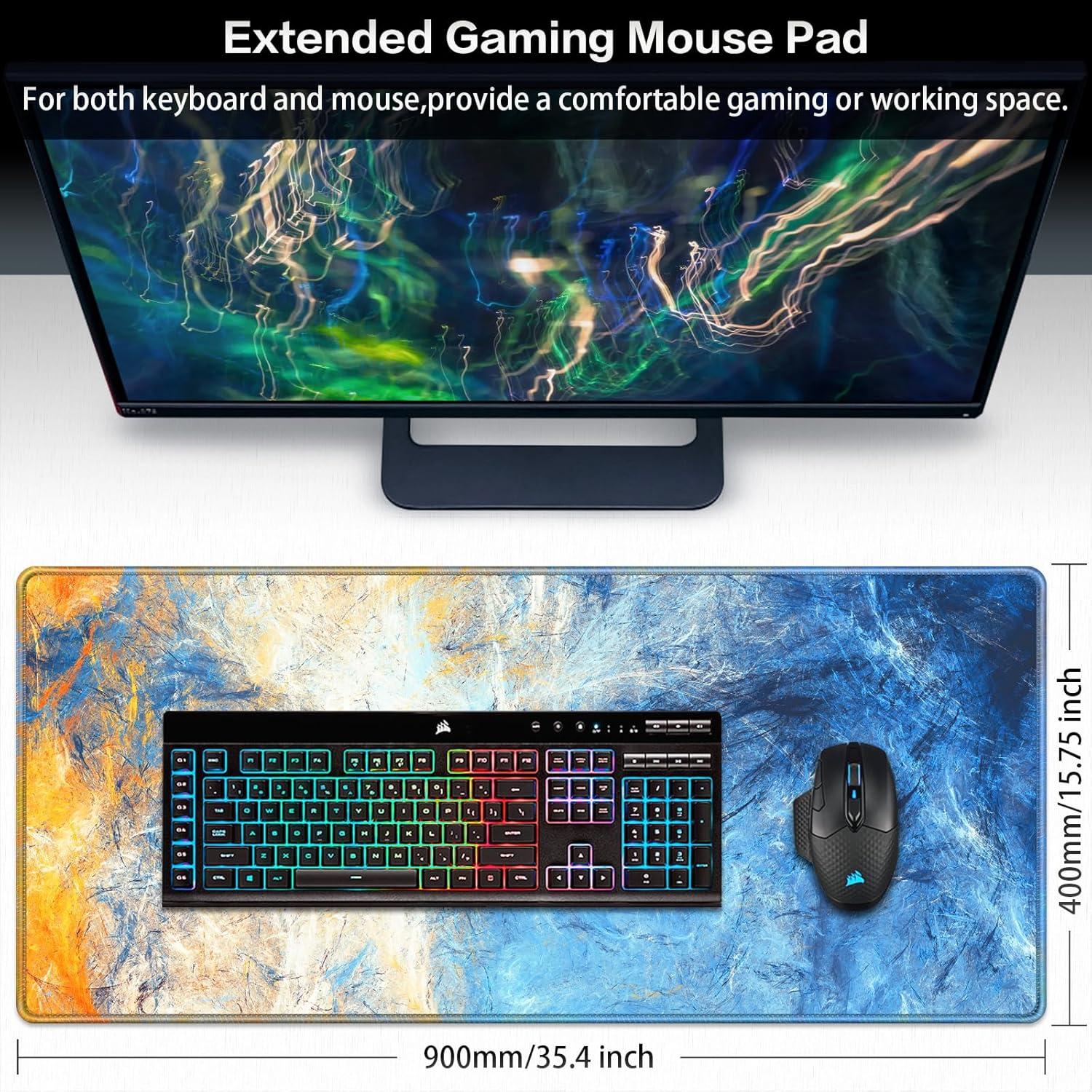 Abetcabe XXL Gaming Mauspad 900x400mm Wasserdicht Anti-Rutsch Groß für PC Laptop