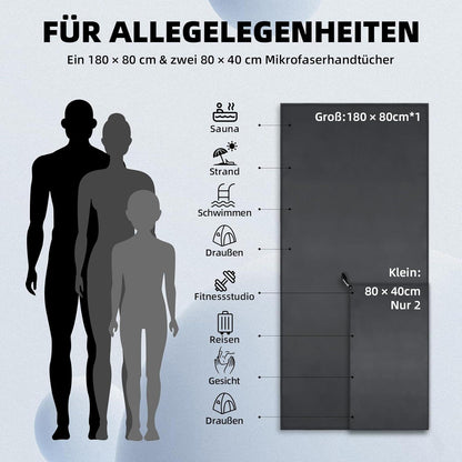 Schnelltrocknendes Mikrofaser Fitness Handtuch Set 3er-Pack