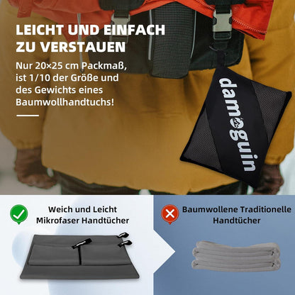 Mikrofaser Handtuch Set (3-teilig) Dunkelgrau 180x80cm & 2x 80x40cm - Schnelltrocknend & Saugfähig
