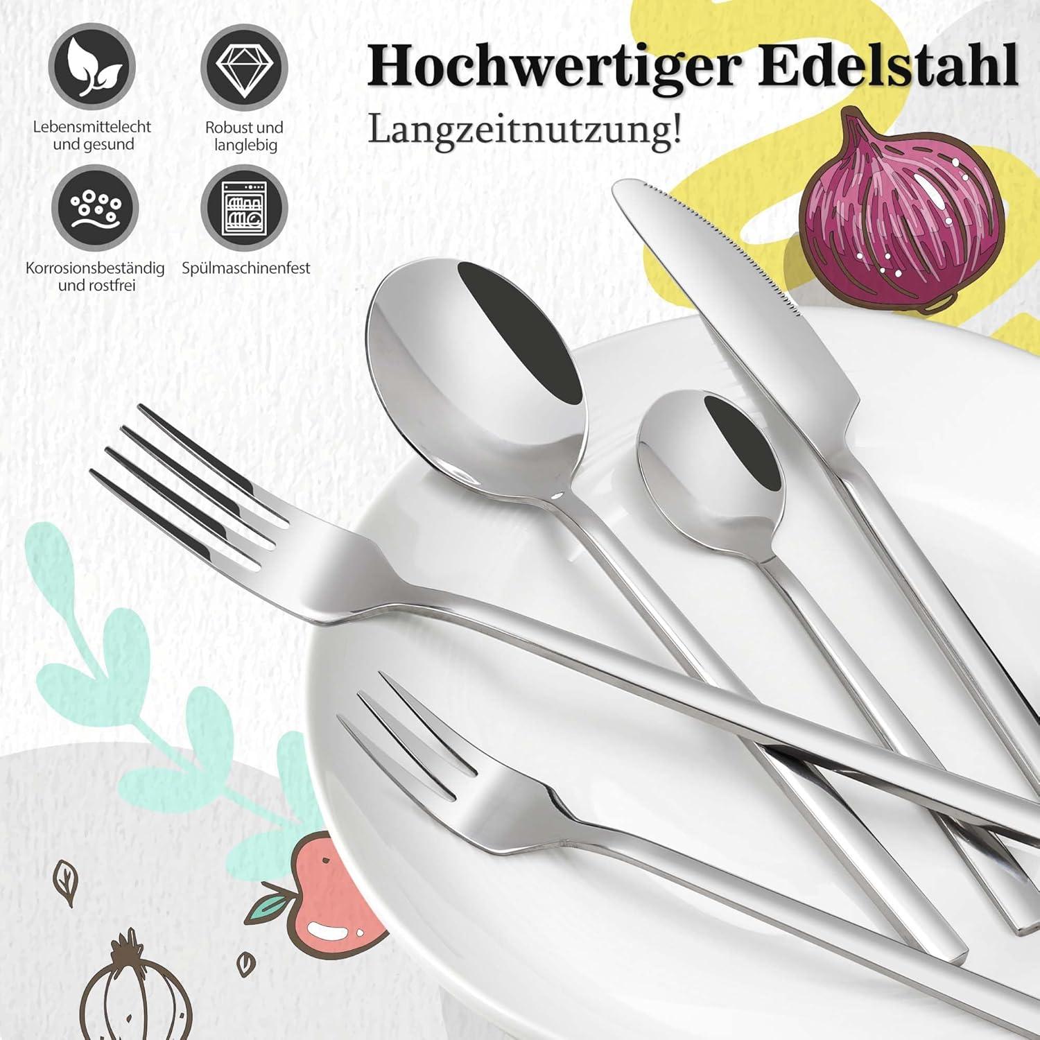 Edelstahl Besteck Set 6 Personen 30 teilig Spülmaschinenfest