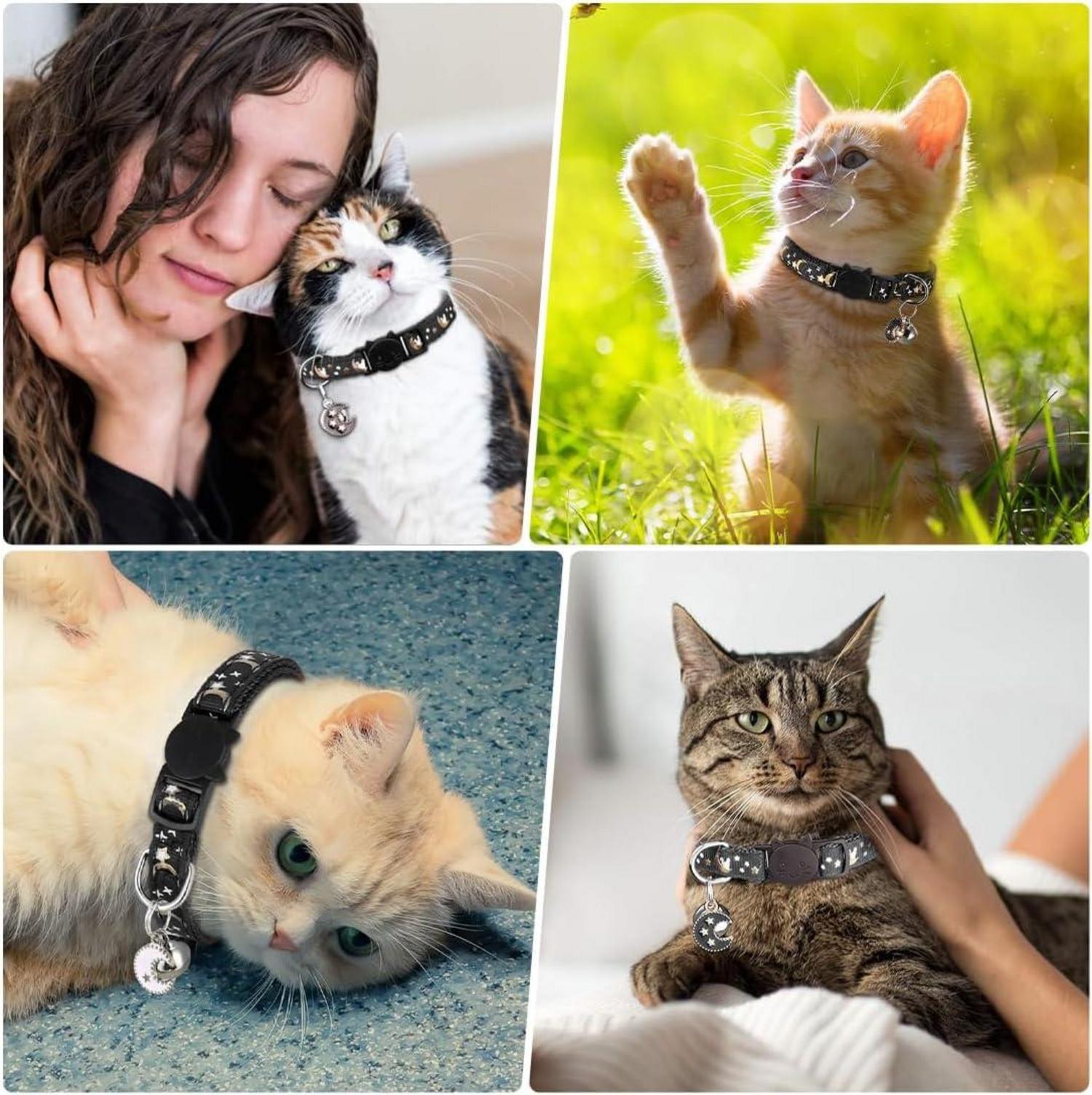 Reflektierendes Katzenhalsband 2-Stück Sicherheitsverschluss Glöckchen