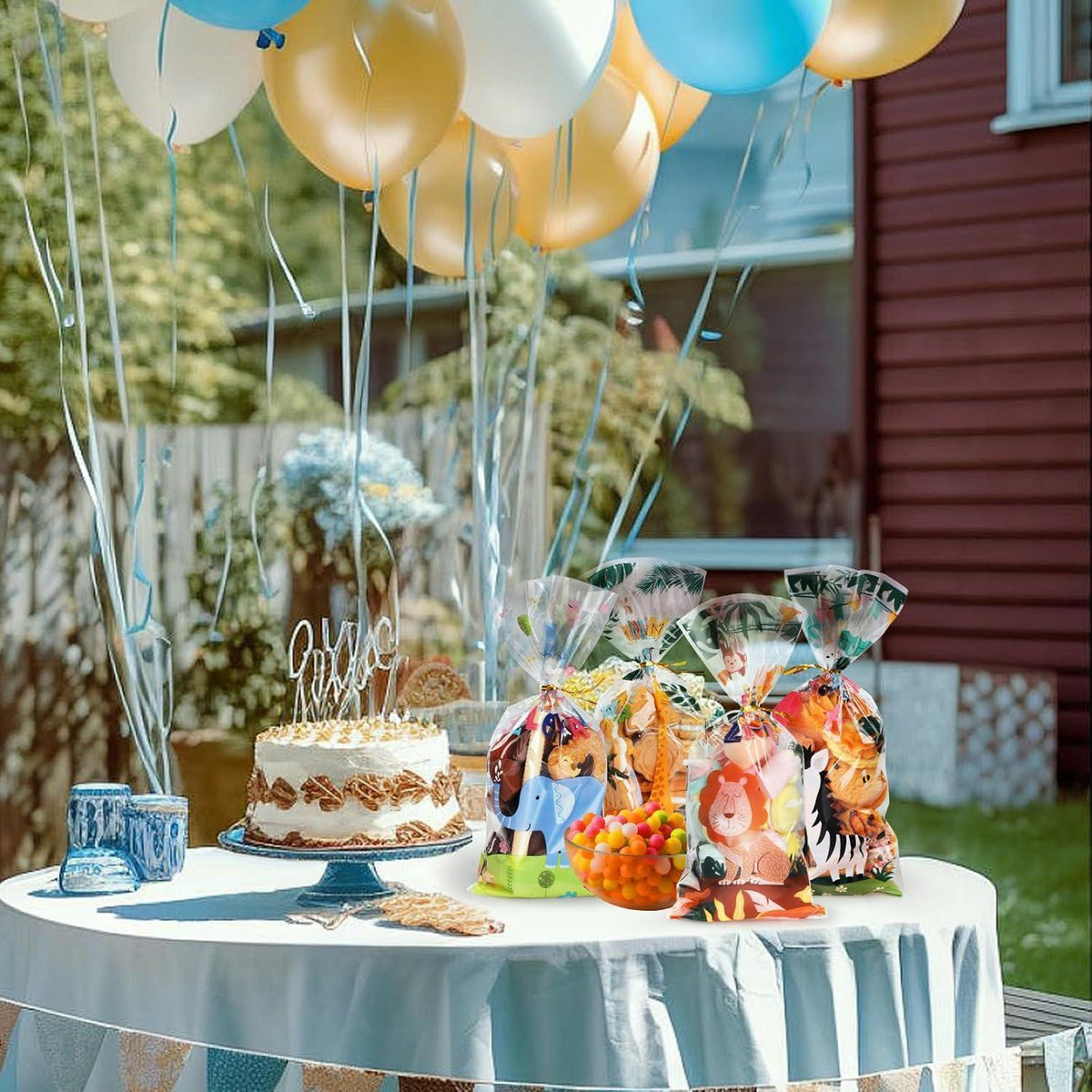 100 Zellophantüten mit Tier-Muster für Süßigkeiten & Geschenke