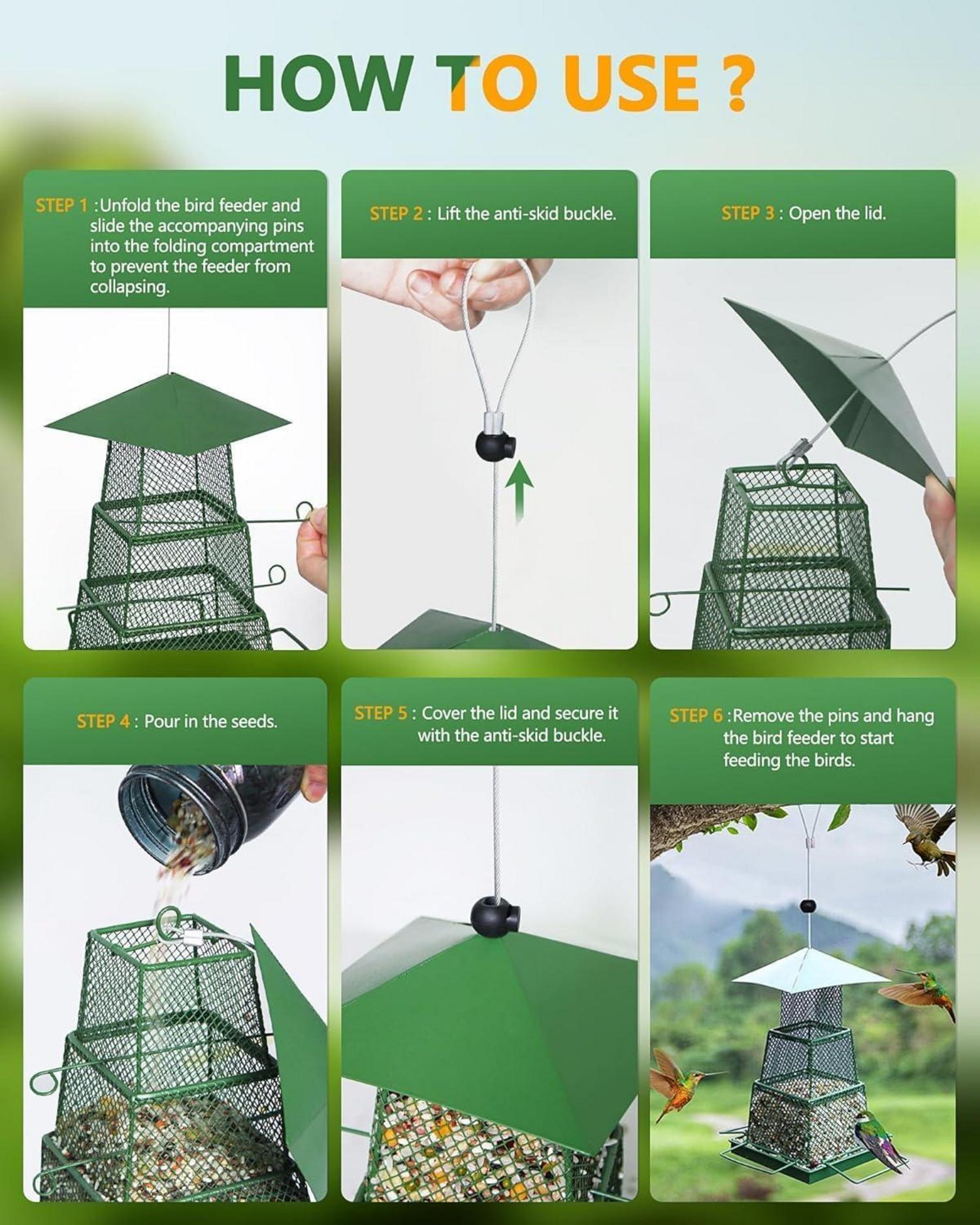 Vogelfutterhaus für Wildvögel, Wetterfest, Hängend, Kegelblume