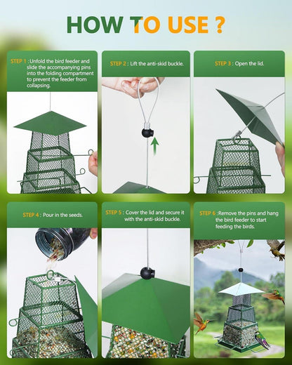 Vogelfutterhaus für Wildvögel, Wetterfest, Hängend, Kegelblume