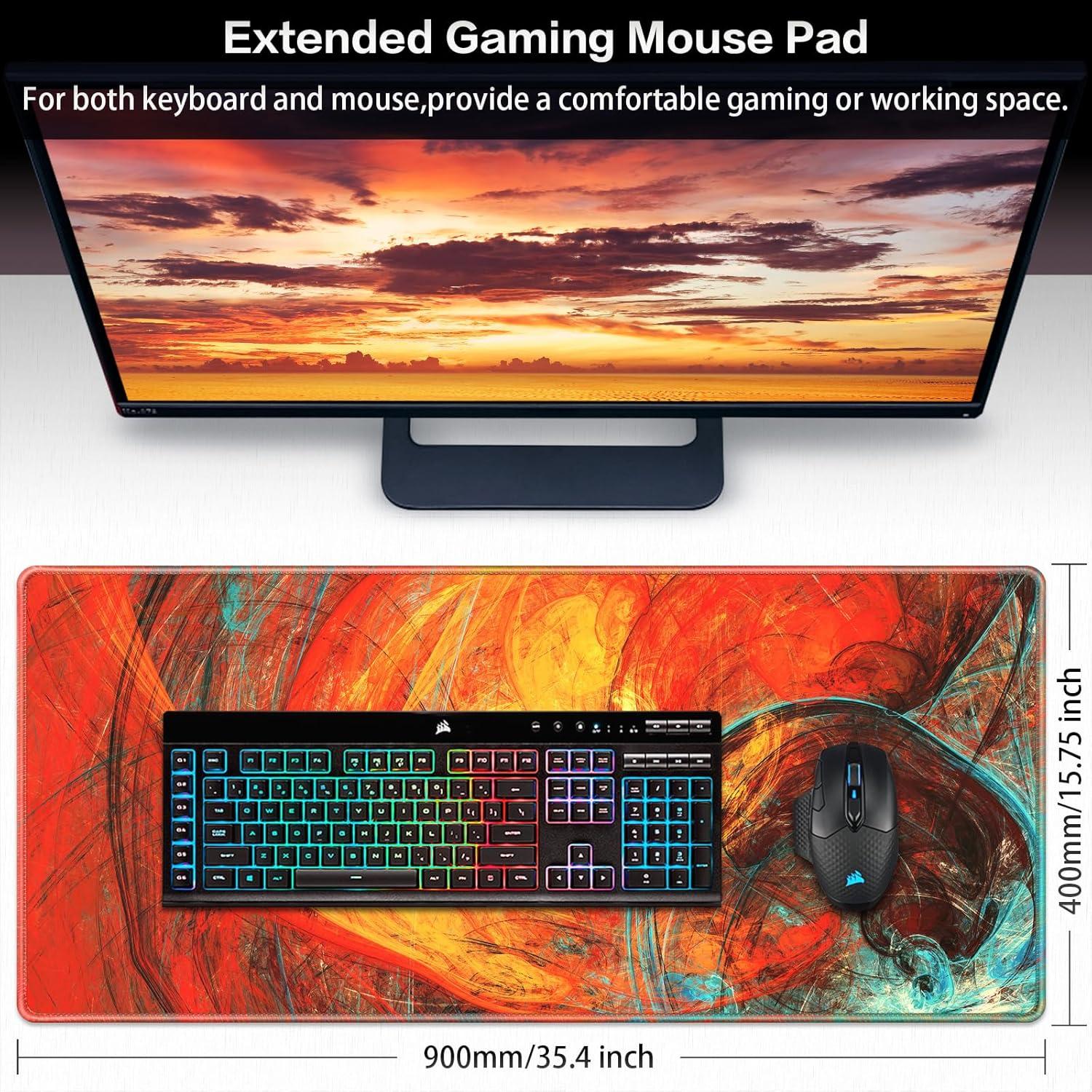 Gaming Mauspad XXL 900x400mm Wasserdicht Anti-Rutsch Schwarz