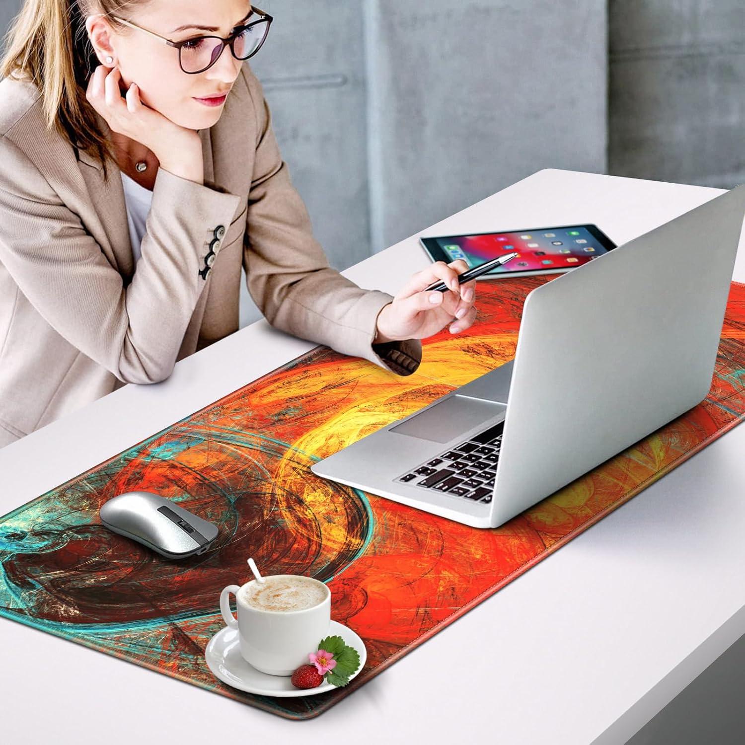 Abetcabe Gaming Mauspad XXL 900x400mm Rot-grün wasserdicht vernähte Kanten Anti-Rutsch