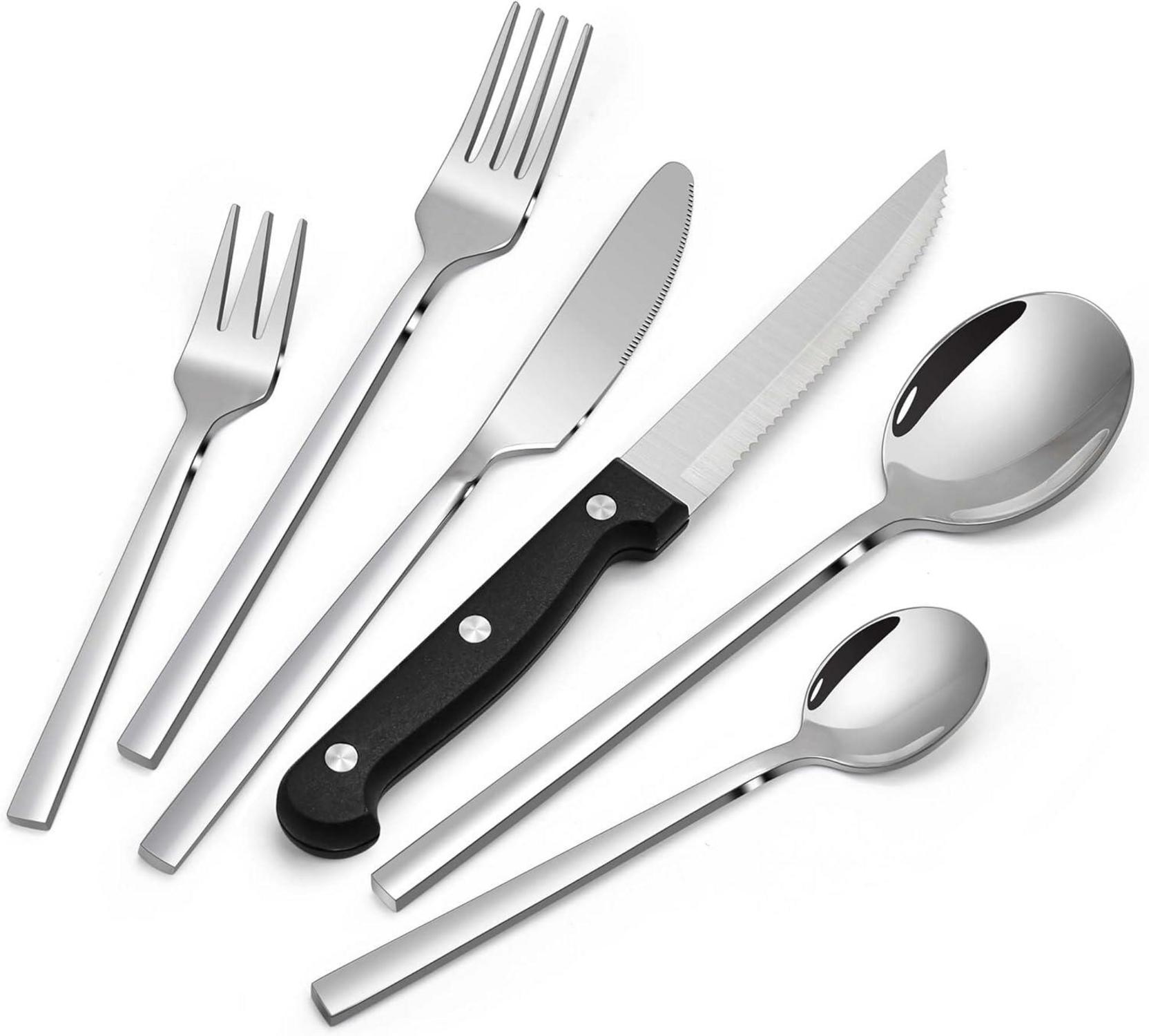 36-teiliges Besteck Set für 6 Personen mit Steakmessern - Edelstahl